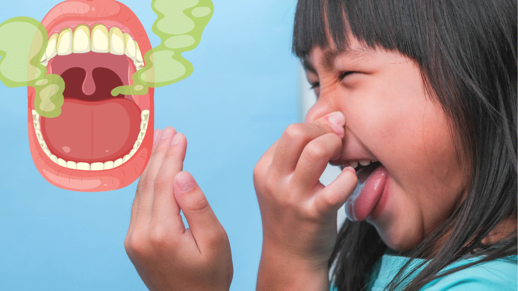 Child receiving innovative annatto-based therapy for bad breath treatment at Kutumb Dental Clinic in Ghaziabad.